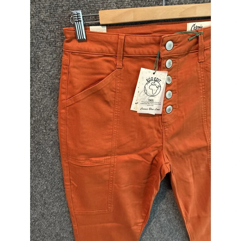 Cosmic Blue Love Pants Womens 28 High Rise Eco Edit Tencel Stretch Spiced Cinnam - Picture 2 of 9